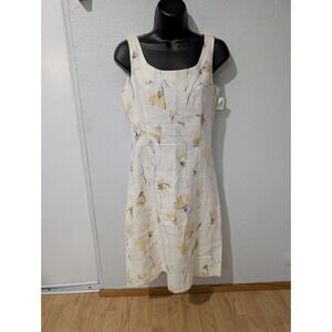 Vintage Spiegel 100% Linen Floral Shift Dress Women's 4 Made USA Cottagecore Sum
